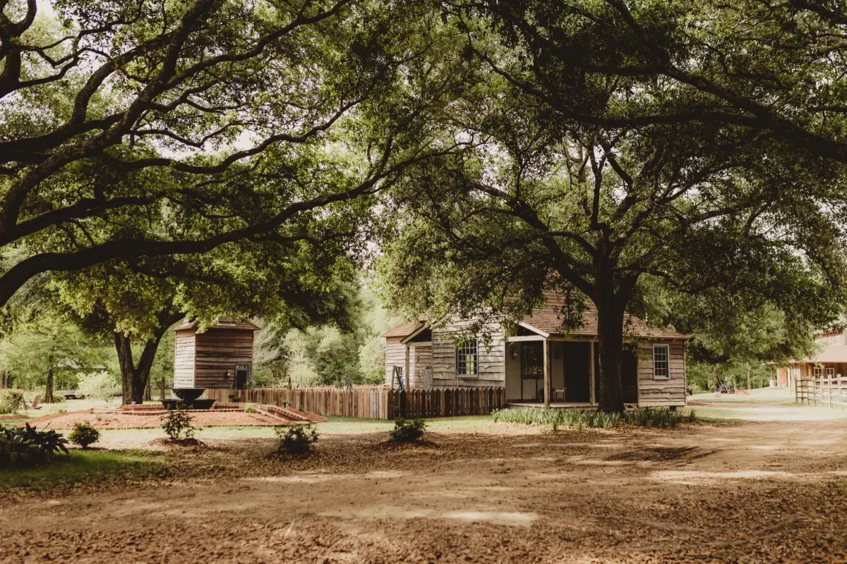 White ranch fence at Beau Bassin Farms in Sunset, Louisiana